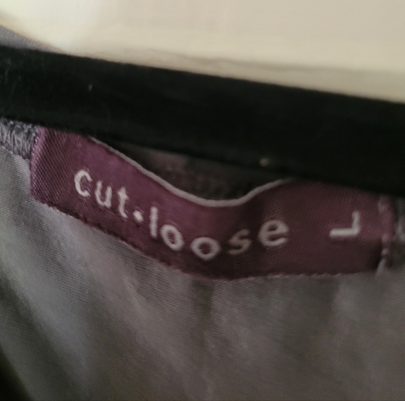 CUT LOOSE Womens Linen Combo Overlay Layered top 3/4 Sleeve Split Back Size L - Picture 2 of 3